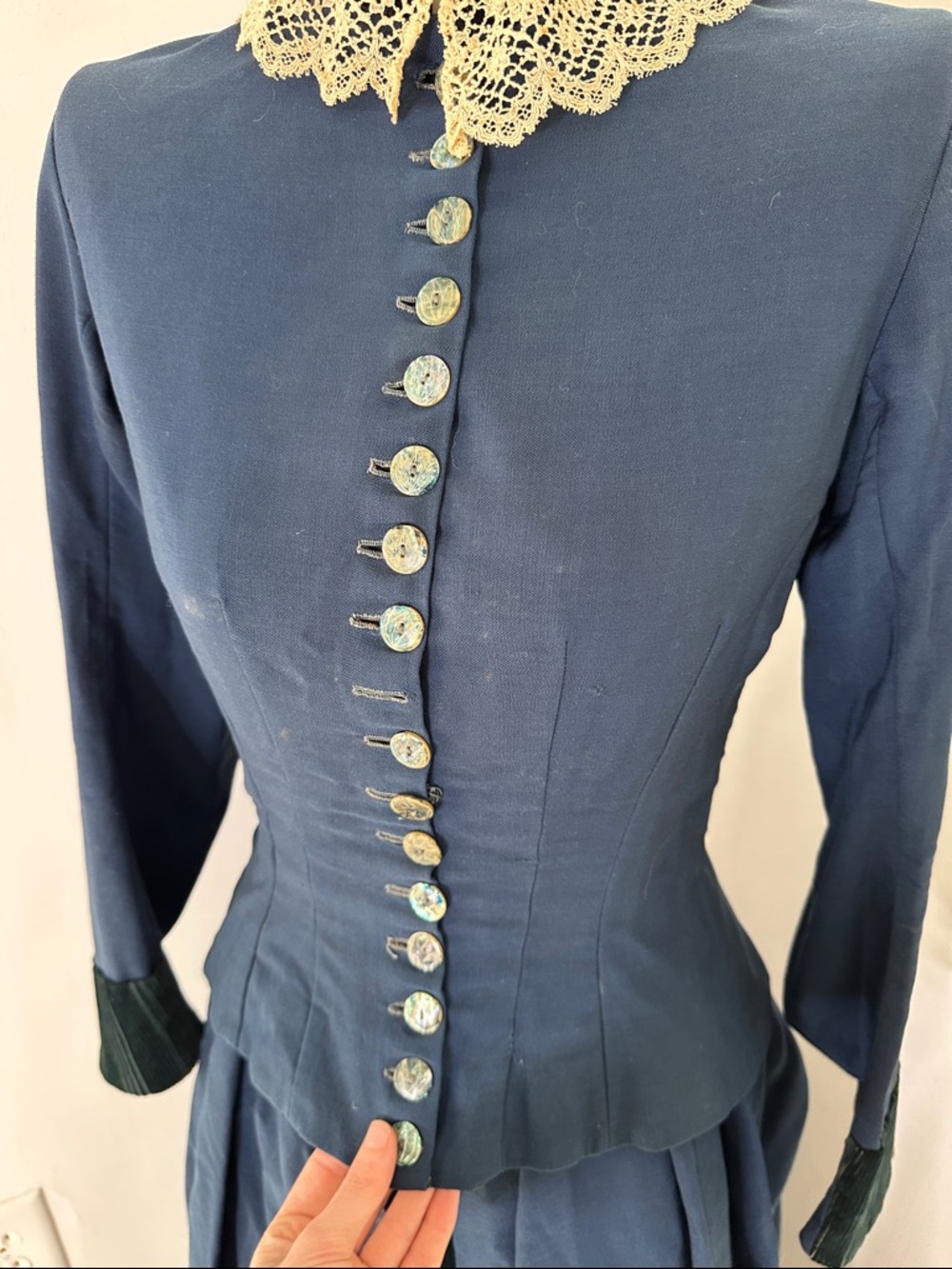 Authentic Antique 1880s Navy Bustle Dress Museum Worthy - Picture 16 of 16